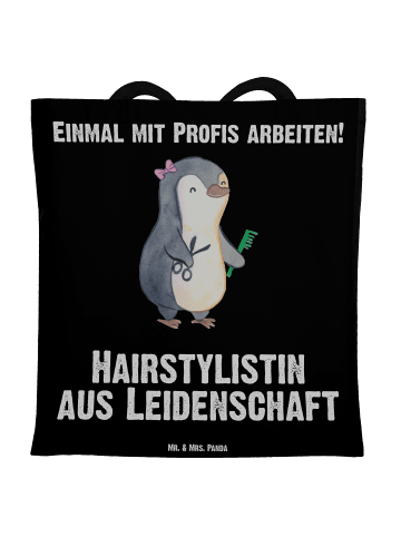 Mr. & Mrs. Panda Tragetasche Hairstylistin Leidenschaft mit Spruch in Schwarz