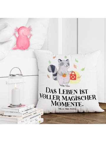 Mr. & Mrs. Panda Kopfkissen Waschbär Laterne mit Spruch in Weiß