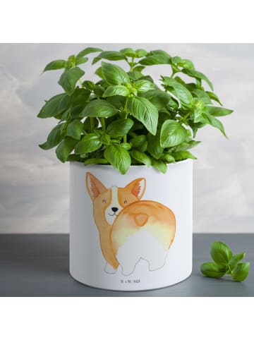 Mr. & Mrs. Panda XL Blumentopf Corgi Po ohne Spruch in Weiß