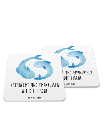 Mr. & Mrs. Panda Bierdeckel Sternzeichen Fische mit Spruch in Weiß