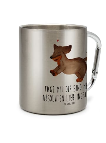 Mr. & Mrs. Panda Thermobecher Hund Dackel mit Spruch in Silber