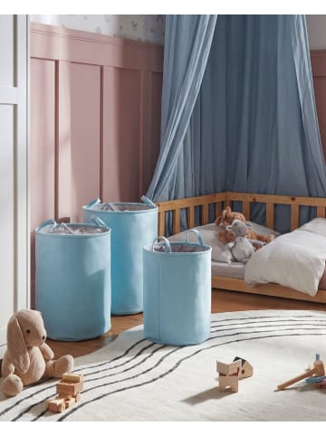 Beliani 3er-Set Wäschekorb ARCHA in Blau/Grau