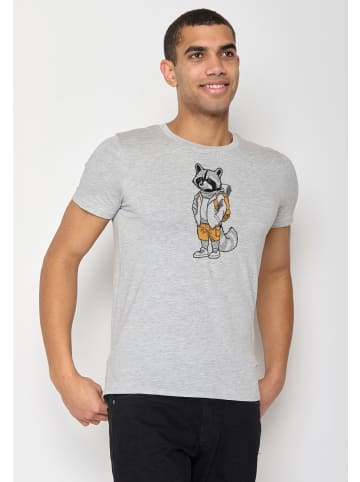 GreenBomb T-Shirt Animal Raccoon Hike in Heidekraut Grau