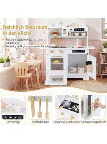 COSTWAY Spielküche mit 17 Zubehörteilen ab 3 Jahren in Weiß
