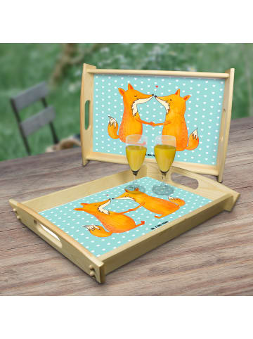 Mr. & Mrs. Panda Tablett Füchse Liebe ohne Spruch in Türkis Pastell