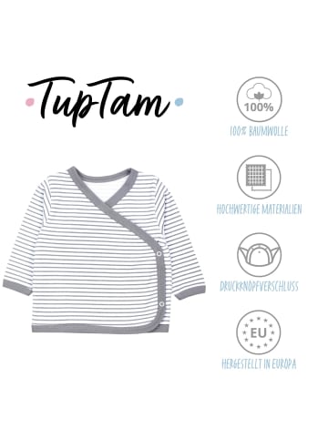 TupTam Baby Jungen Langarm Wickelshirt 5er Set in blau/beige