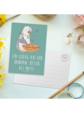 Mr. & Mrs. Panda Postkarte Handpan Zauber mit Spruch in Meeresbrise
