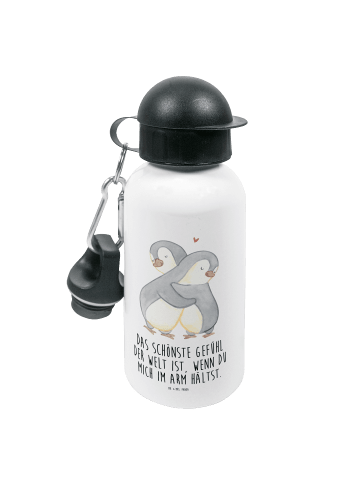 Mr. & Mrs. Panda Kindertrinkflasche Pinguine Kuscheln mit Spruch in Weiß