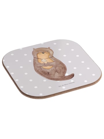 Mr. & Mrs. Panda Tischuntersetzer Otter Muschel ohne Spruch in Grau Pastell