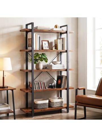 VASAGLE Bücherregal Barnet in Vintagebraun-Schwarz - (B)105 x (H)177.5 x (T)33.5 cm