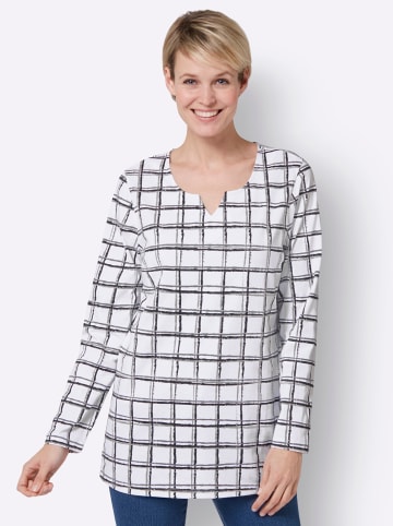 Sieh an! Longshirt in ecru-schwarz-kariert