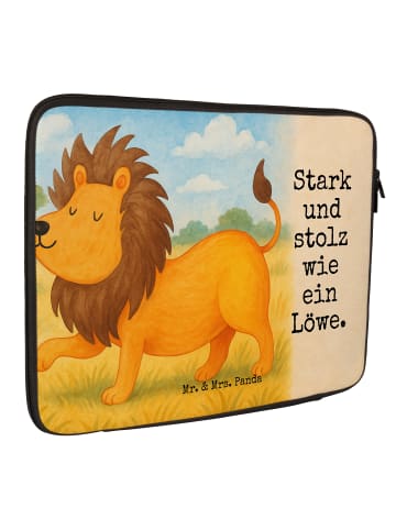 Mr. & Mrs. Panda Laptop Tasche Sternzeichen Löwe Design mit Spruch in Weiß