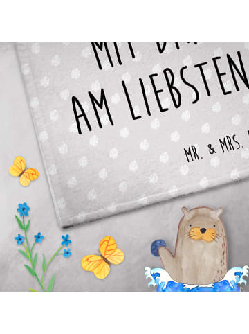 Mr. & Mrs. Panda Gästetuch Faultier Pärchen mit Spruch in Grau Pastell