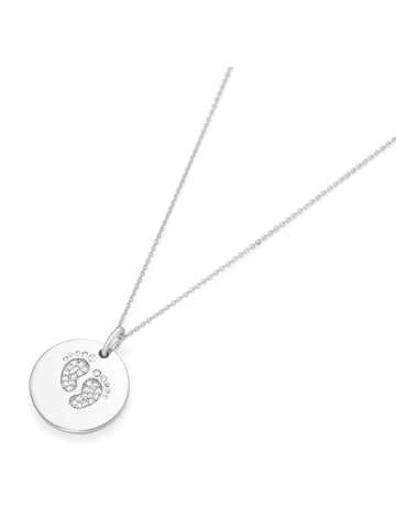 Smart Jewel Kette Mit Anhänger Gravurplättchen Und Zirkonia Füßen in Weiss