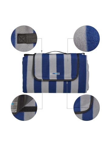 relaxdays Picknickdecke in Blau/ Grau - (B)200 x (T)200 cm