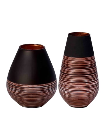 Villeroy & Boch 2-tlg. Vasen-Set Soliflor Manufacture Swirl in in schwarz-kupfer