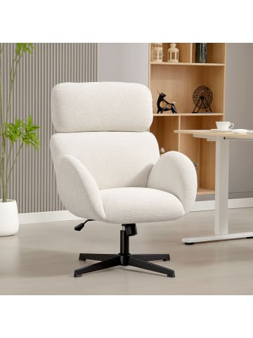 HOMCOM Bürostuhl-68L x 67B x 103-113H cm-Cremeweiß