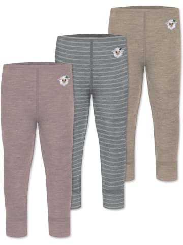 Normani Outdoor Sports 3er Pack Baby Merino Hose Unterhose „Tutira“ in Beige/Grau/Rosa