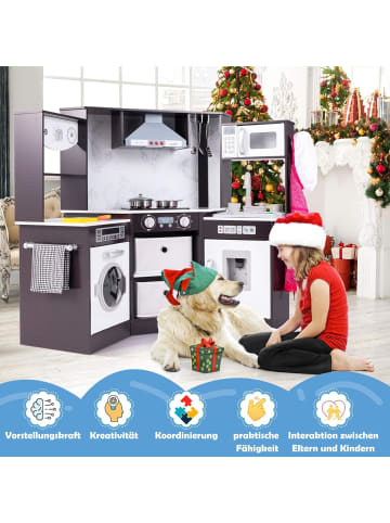 COSTWAY Spielküche Eck ab 3 Jahre in Braun