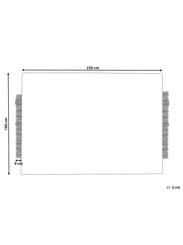 Beliani Geflochtener Teppich KETENLI in Weiß/Schwarz - (W) 160 x (H) 1.5 x (L) 230 cm