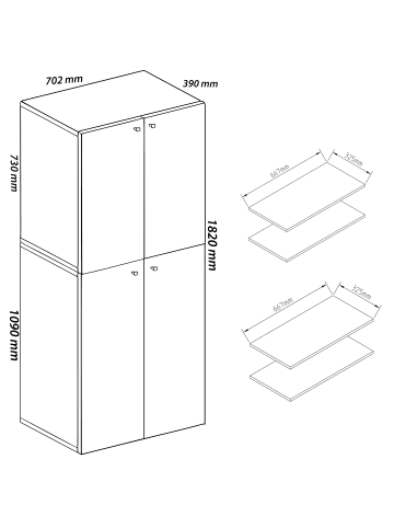 VCM  XXL Holz Großer Schuhschrank Schuhkommode Lona 9 in Weiß / Honig-Eiche