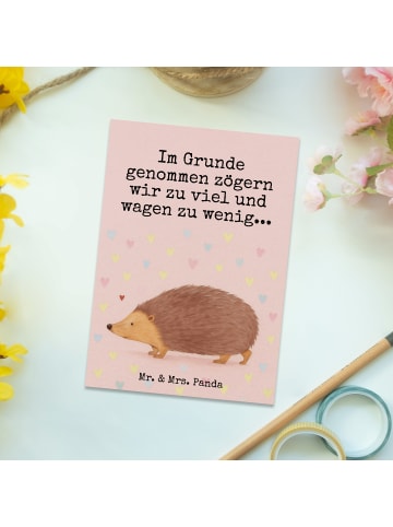Mr. & Mrs. Panda Postkarte Igel Herzen Design mit Spruch in Weiß