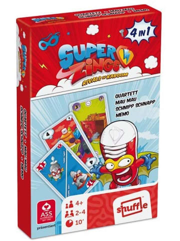 ASS Altenburger Spielkarten Superzings Spielkarten 4in1 Quartett Mau Mau Schnipp Schnapp Memo in mehrfarbig