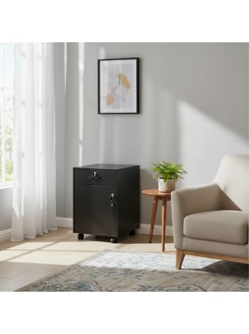 relaxdays Rollcontainer in Schwarz - (B)40 x (H)57 x (T)40 cm