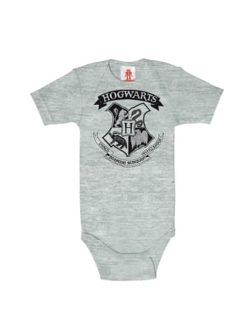 Logoshirt Baby-Body Harry Potter - Hogwarts Logo Black in grau-meliert