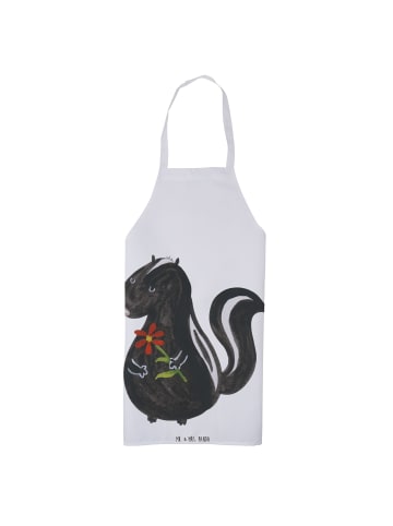 Mr. & Mrs. Panda Schürze Stinktier Blume ohne Spruch in Weiß