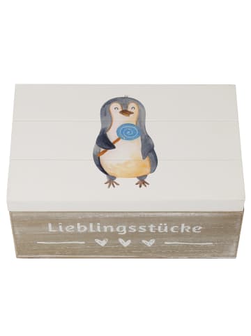 Mr. & Mrs. Panda Holzkiste Pinguin Lolli ohne Spruch in Weiß