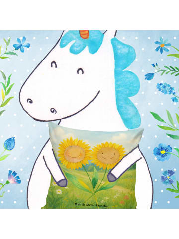 Mr. & Mrs. Panda Dekokissen Blume Sonnenblume Design ohne Spruch in Weiß