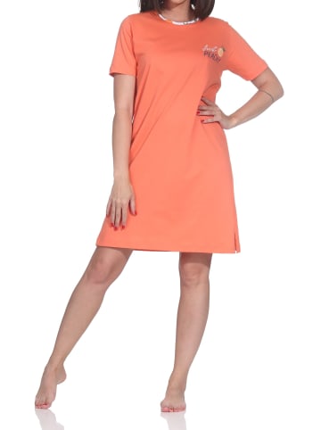 NORMANN Kurzarm Nachthemd Pfirsich Übergröße in orange