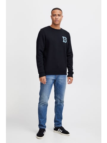 BLEND Sweatshirt Cooler Rundhalspullover mit Badge in schwarz