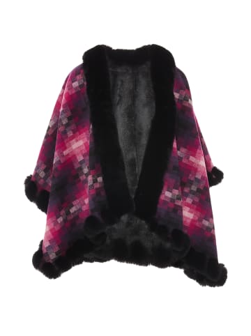 fraully Damen Poncho in Pink Mehrfarbig