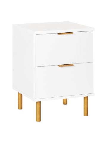 Beliani Nachttisch WALPOLE in Weiß/Gold - (W) 41 x (H) 56 x (L) 40 cm