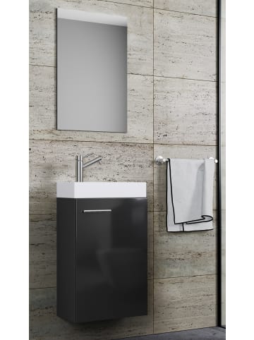 VCM  3-tlg Gäste WC Waschplatz Waschtisch Slito Spiegel in Schwarz