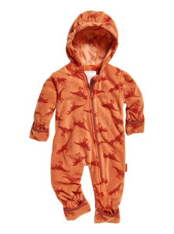 Playshoes Fleece-Overall Dinos in Ocker