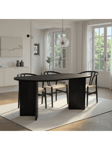 CALICOSY Esstisch SABLE in Schwarzes Holz - (W) 180 x (H) 75 x (L) 89,5 cm