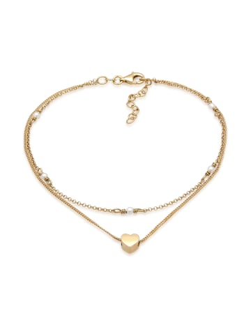Elli Fußschmuck 925 Sterling Silber Herz in Gold