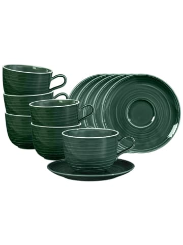 Seltmann Weiden 6er Set Milchkaffeetassen mit Untertassen Terra 400 ml in Moosgrün