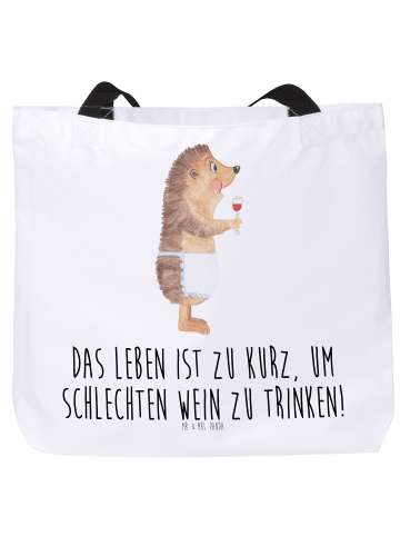 Mr. & Mrs. Panda Shopper Igel Wein mit Spruch in Weiß