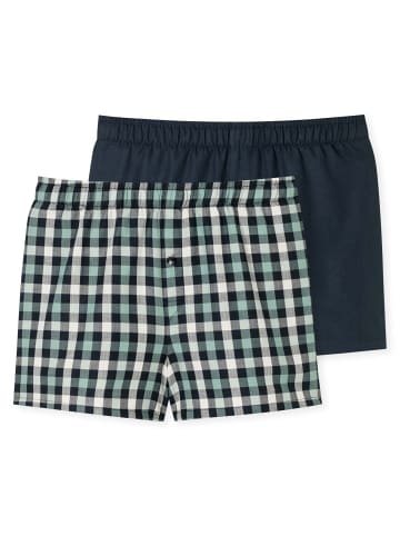 Schiesser Web-Boxershorts 2er Pack in Dunkelblau/Grün