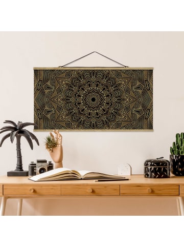 WALLART Stoffbild - Mandala Stern Muster gold schwarz in Gold