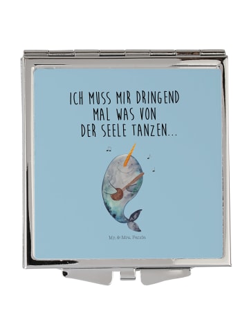 Mr. & Mrs. Panda Handtaschenspiegel quadratisch Narwal Gitarre m... in Blau Pastell