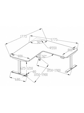 MCW Eck-Schreibtisch D40, Schwarz, anthrazit-grau
