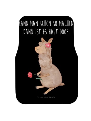 Mr. & Mrs. Panda Auto-Fußmatte Alpaka Blume mit Spruch in Schwarz