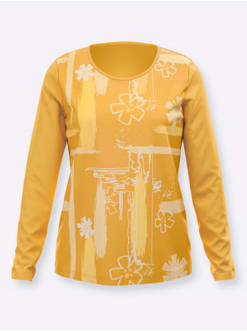 Sieh an! Rundhals-Shirt in ocker-vanille-bedruckt
