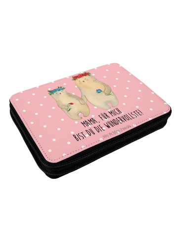 Mr. & Mrs. Panda Bleistiftetui Bären mit Blumenkranz mit Spruch in Rot Pastell