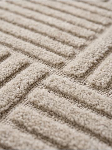 KADIMA DESIGN Hochflorteppich 3D Bögen Boho Waschbar Wohnzimmer in Beige